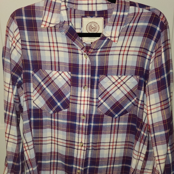 SO Tops - SO purple Flannel shirt